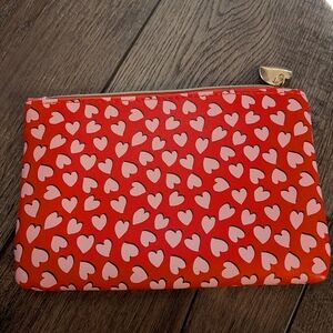 ipsy Red and Pink Heart Pattern Clutch